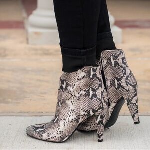 Halogen Snakeskin Pattern Ankle Booties